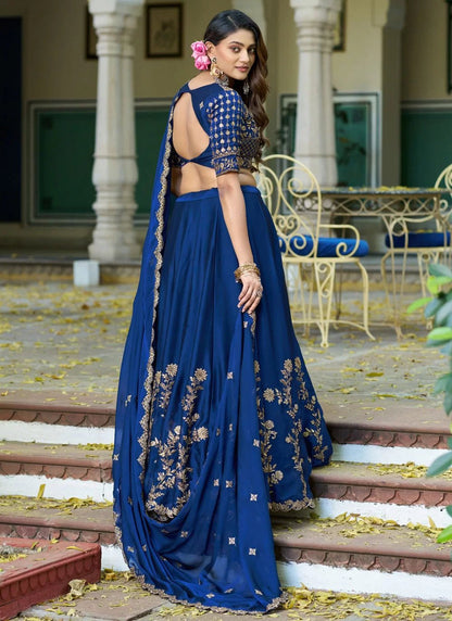 Gorgeous Blue FloraL Gold ZNL - Indian Dress House 786