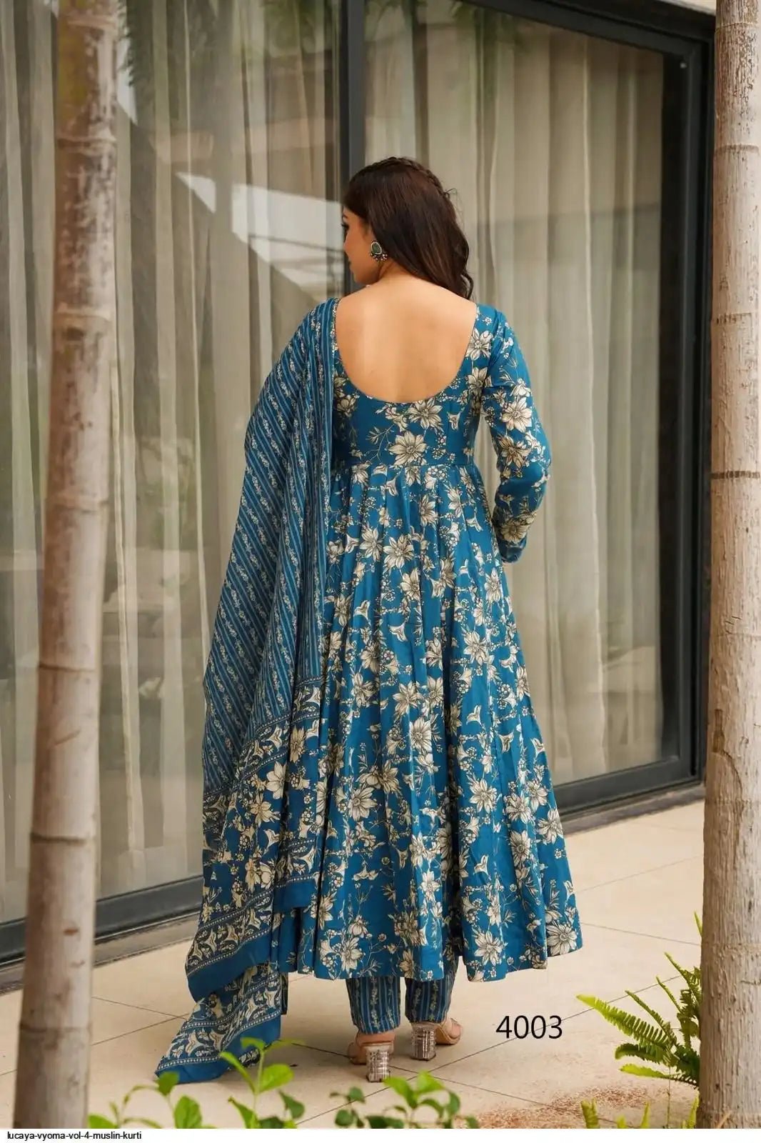 Gorgeous Blue Floral LC VYM 4003 FVD - Indian Dress House 786