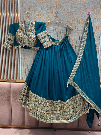 Gorgeous Blue & Gold PSC - Indian Dress House 786