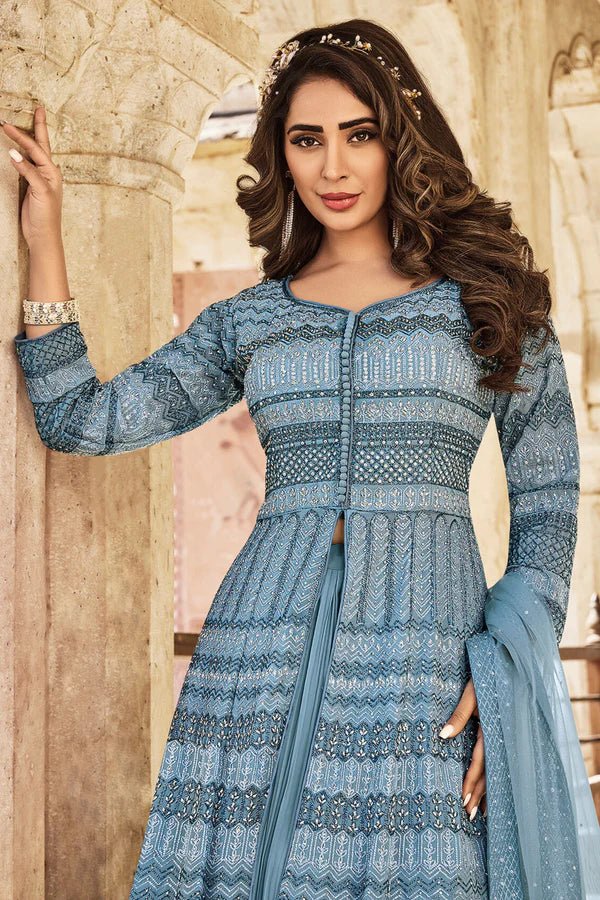 Gorgeous Blue MC Gown SHIV - Indian Dress House 786