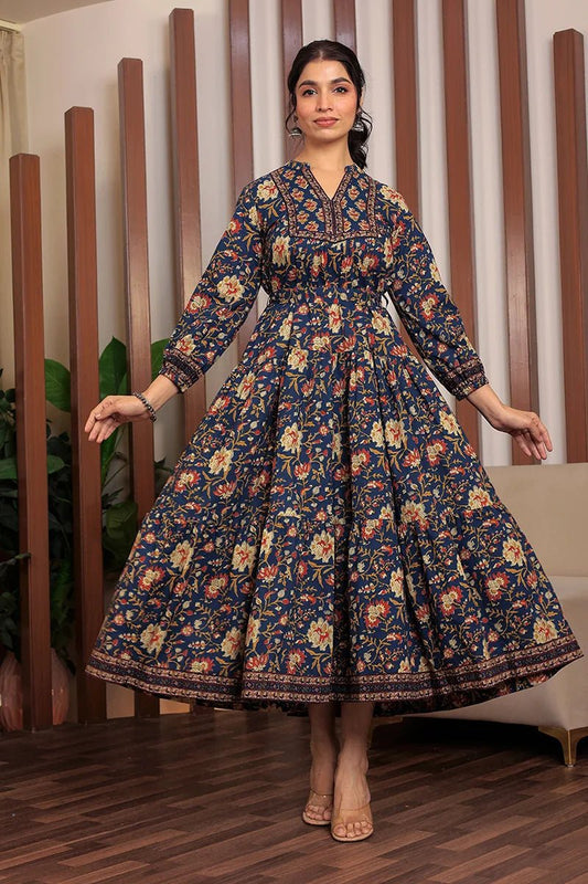 Gorgeous Blue Navy Floral GC MSK - Indian Dress House 786