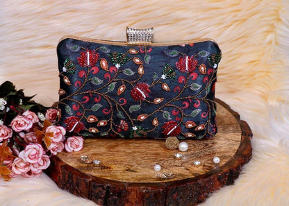 Gorgeous Blue & Red Floral CFB - Indian Dress House 786