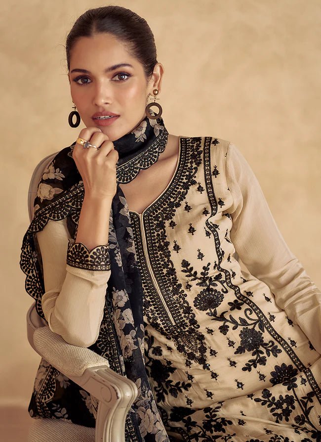 Gorgeous Cream & Black ASSP - Indian Dress House 786