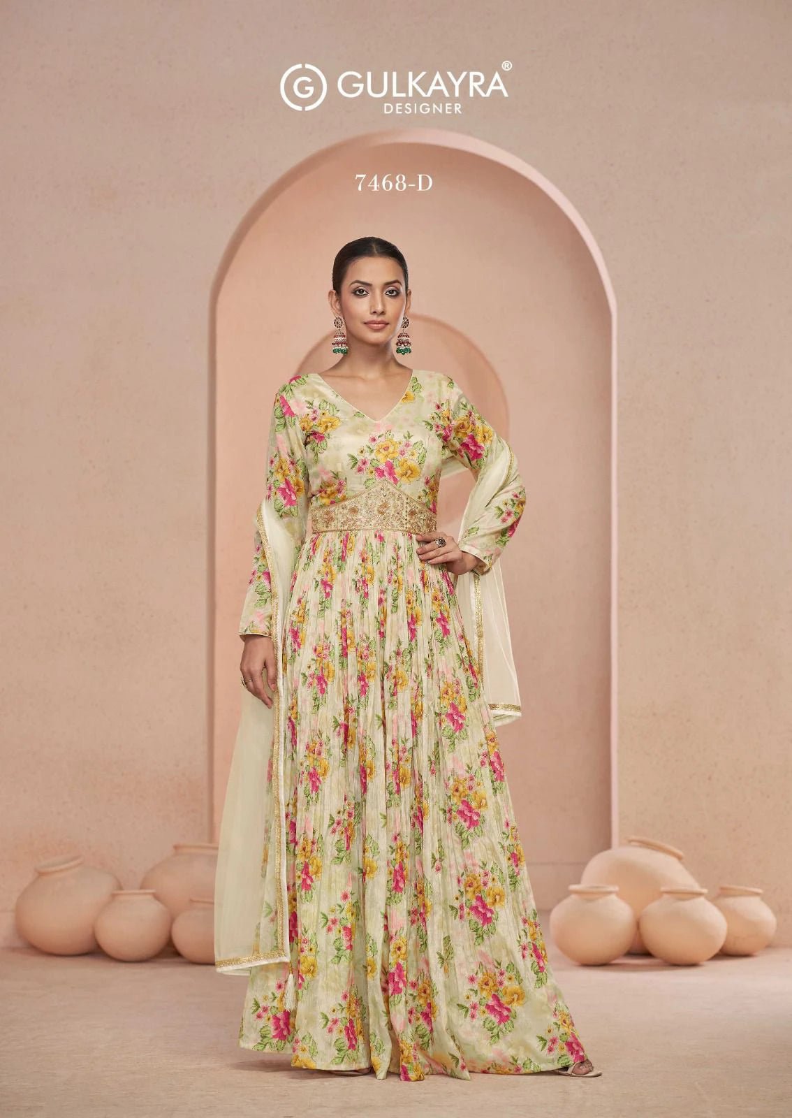 Gorgeous Cream Floral GSJ - Indian Dress House 786