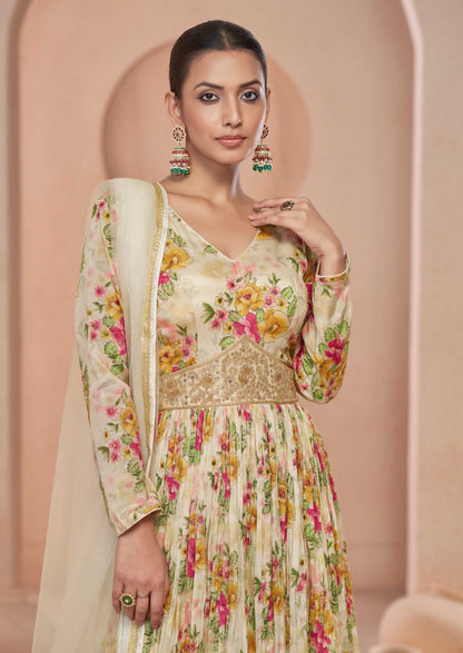 Gorgeous Cream Floral GSJ - Indian Dress House 786