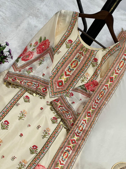 Gorgeous Cream Floral HK SHP - Indian Dress House 786