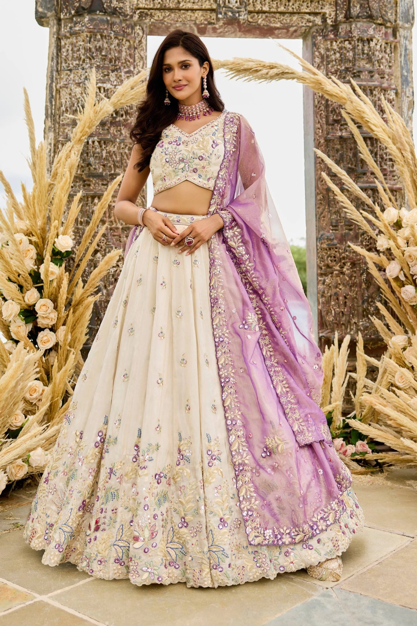 Gorgeous Cream & LP ACLS - Indian Dress House 786