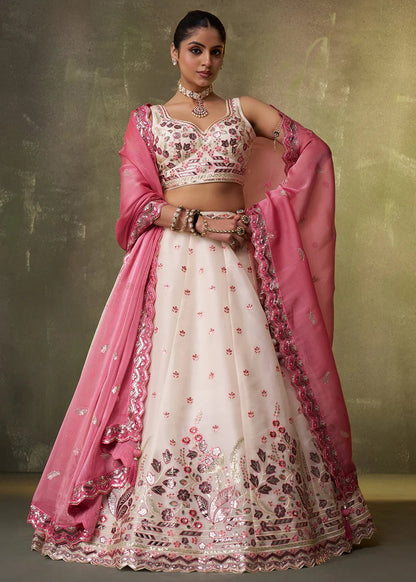 Gorgeous Cream & Pink ACLS - Indian Dress House 786