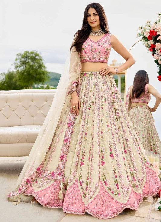 Gorgeous Cream & Pink CCL - Indian Dress House 786