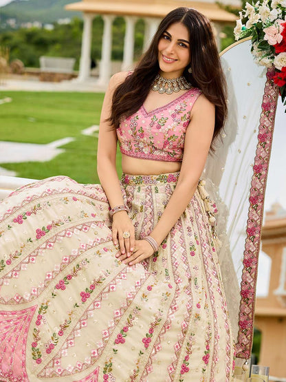 Gorgeous Cream & Pink CCL - Indian Dress House 786