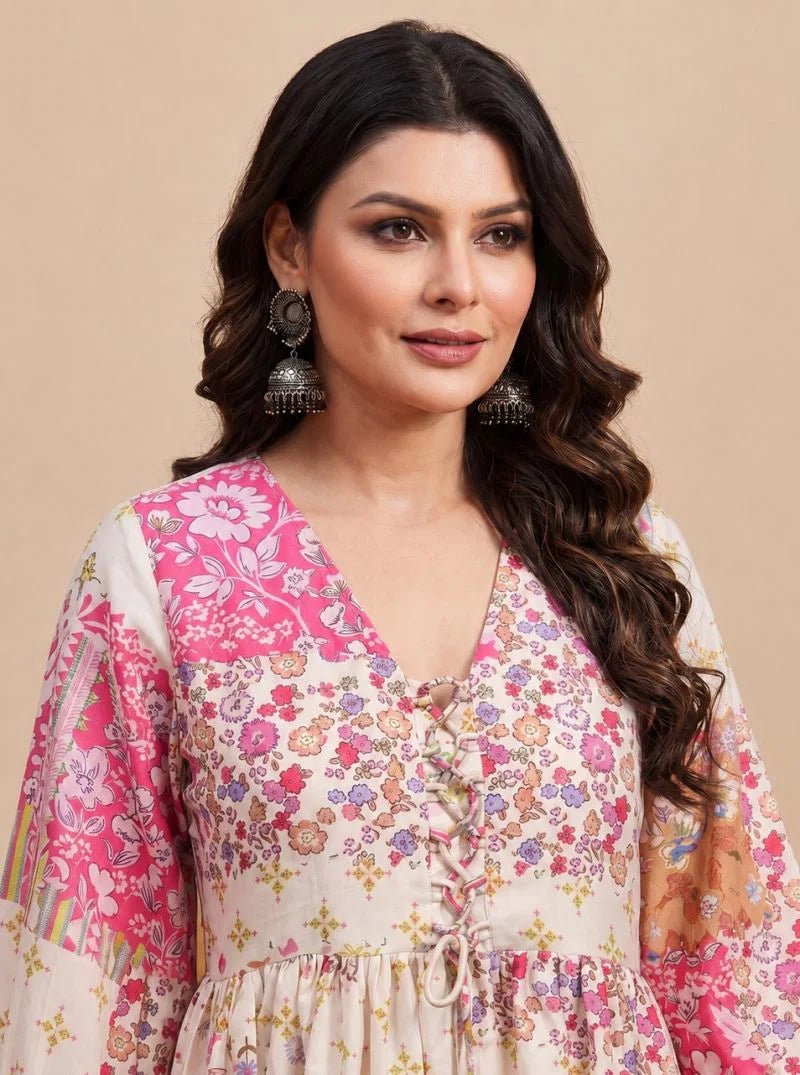 Gorgeous Cream & Pink S FVD - Indian Dress House 786
