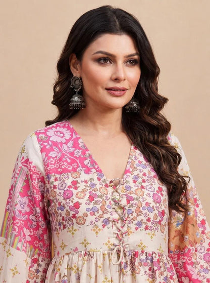 Gorgeous Cream & Pink S FVD - Indian Dress House 786