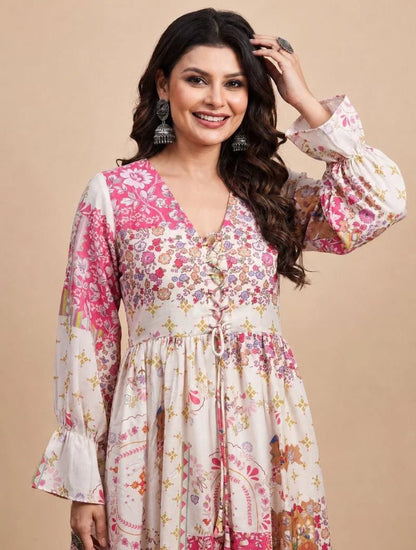 Gorgeous Cream & Pink S FVD - Indian Dress House 786