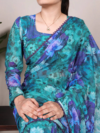 Gorgeous Firozi Blue YF Saree - Indian Dress House 786