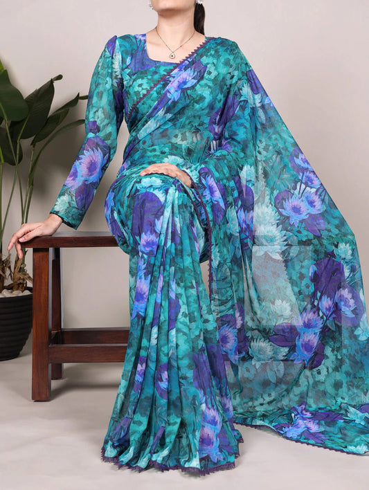 Gorgeous Firozi Blue YF Saree - Indian Dress House 786