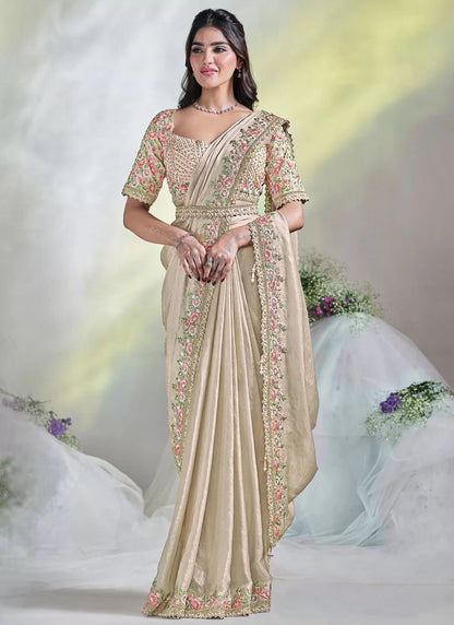 Gorgeous Floral Beige MHSA - Indian Dress House 786