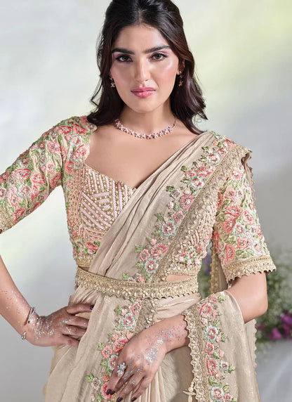 Gorgeous Floral Beige MHSA - Indian Dress House 786