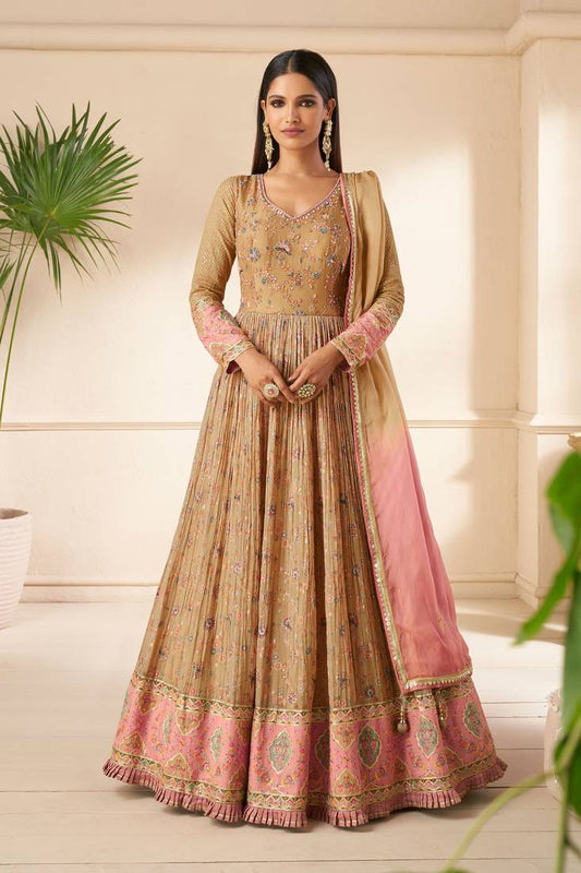 Gorgeous Floral Beige & Pink SYKH - Indian Dress House 786