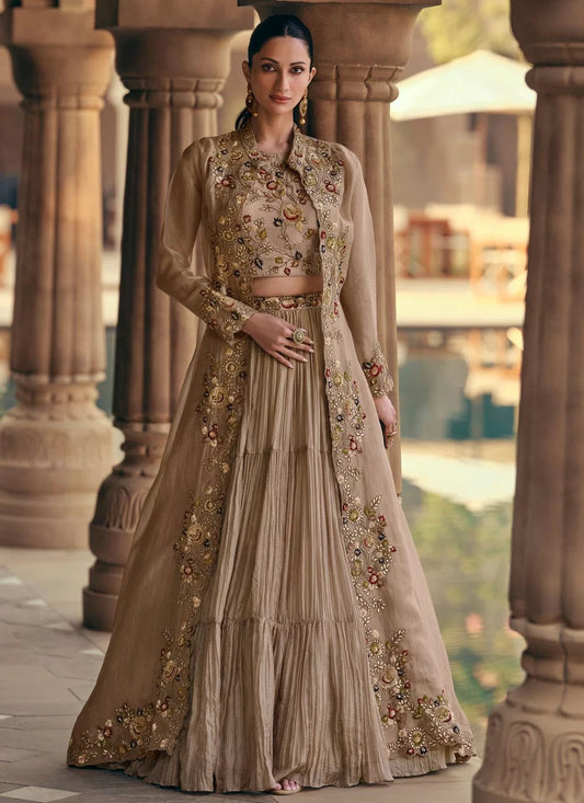 Gorgeous Floral Beige SMJ - Indian Dress House 786