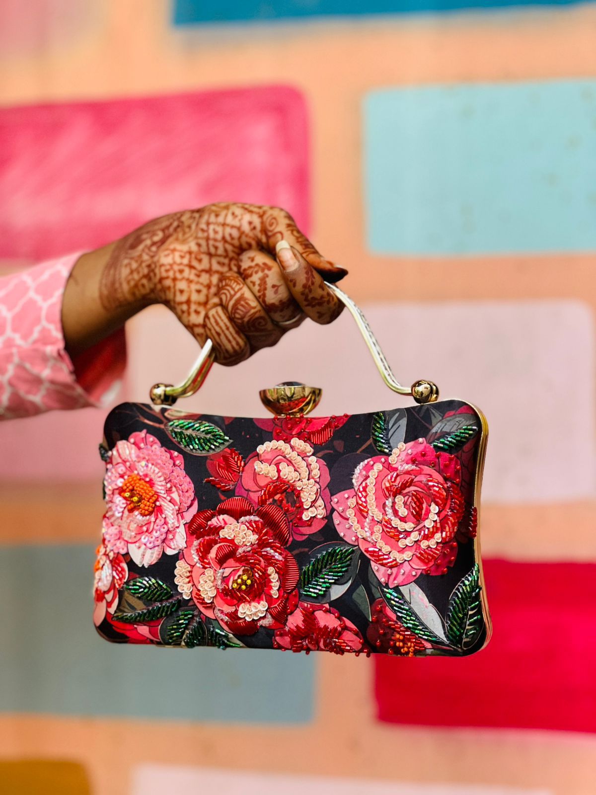 Gorgeous Floral Black Red CFB - Indian Dress House 786