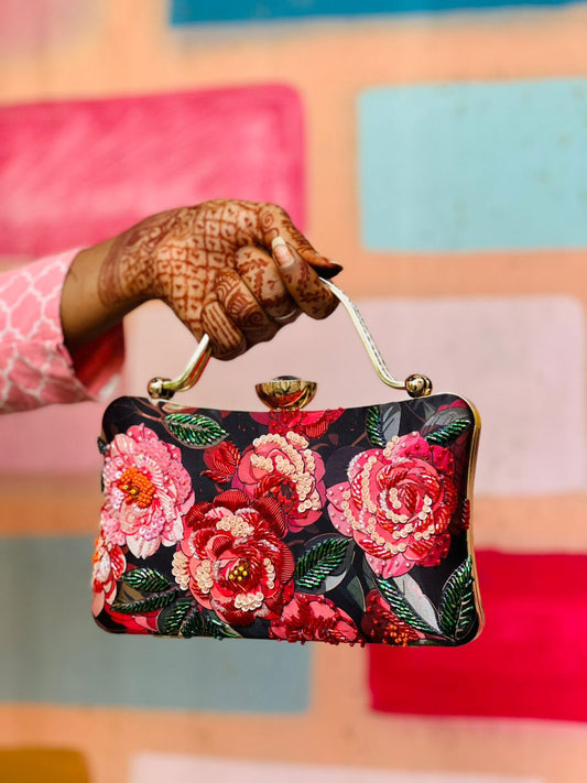 Gorgeous Floral Black Red CFB - Indian Dress House 786