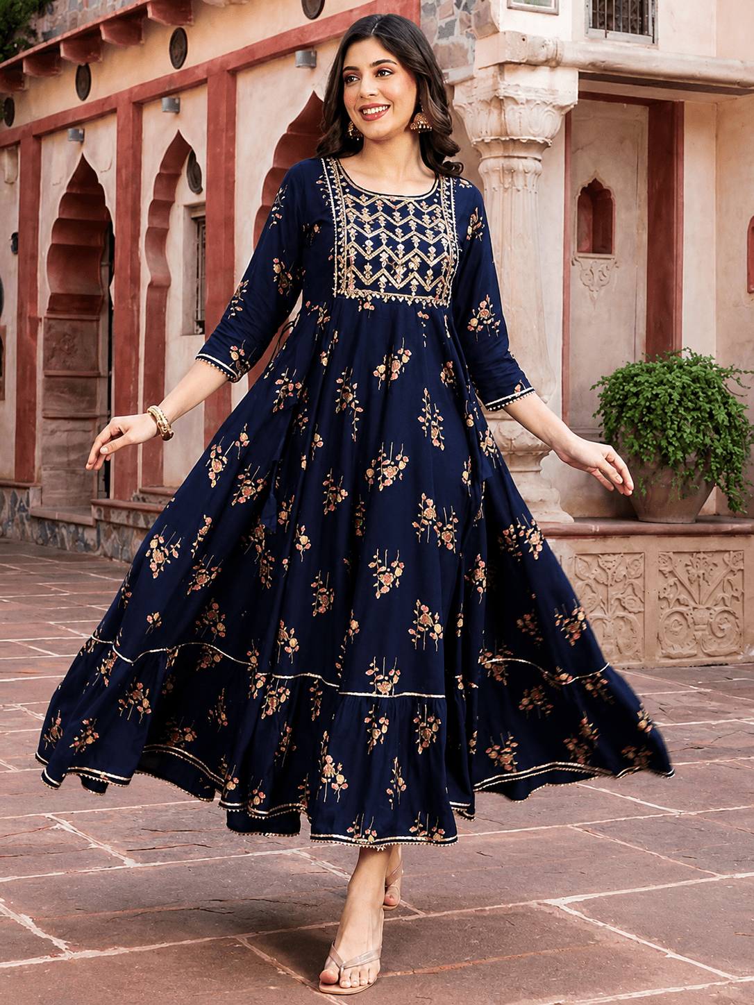 Gorgeous Floral Blue J FVD - Indian Dress House 786