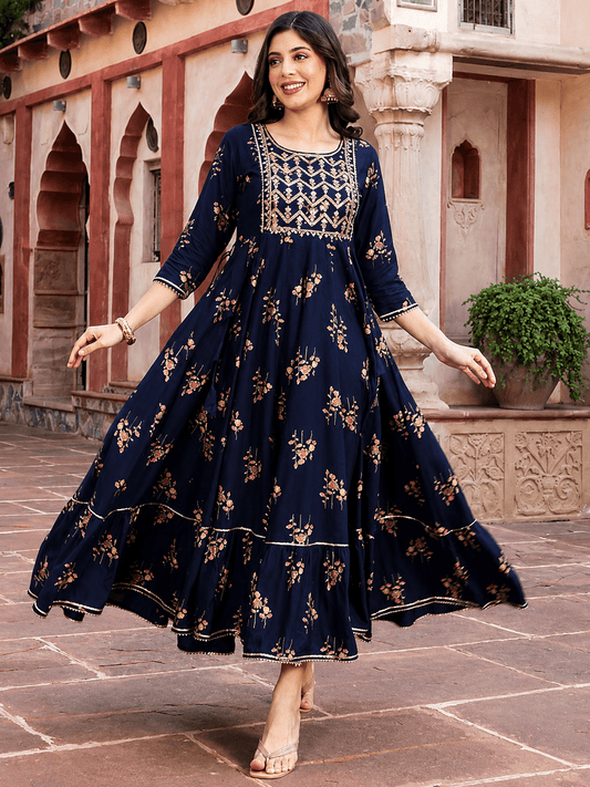 Gorgeous Floral Blue J FVD - Indian Dress House 786