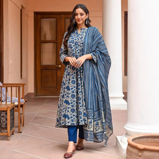 Gorgeous Floral Blue Menka FVD - Indian Dress House 786