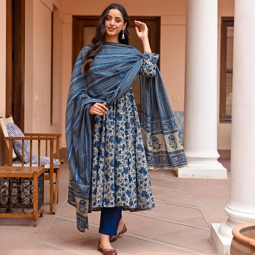Gorgeous Floral Blue Menka FVD - Indian Dress House 786