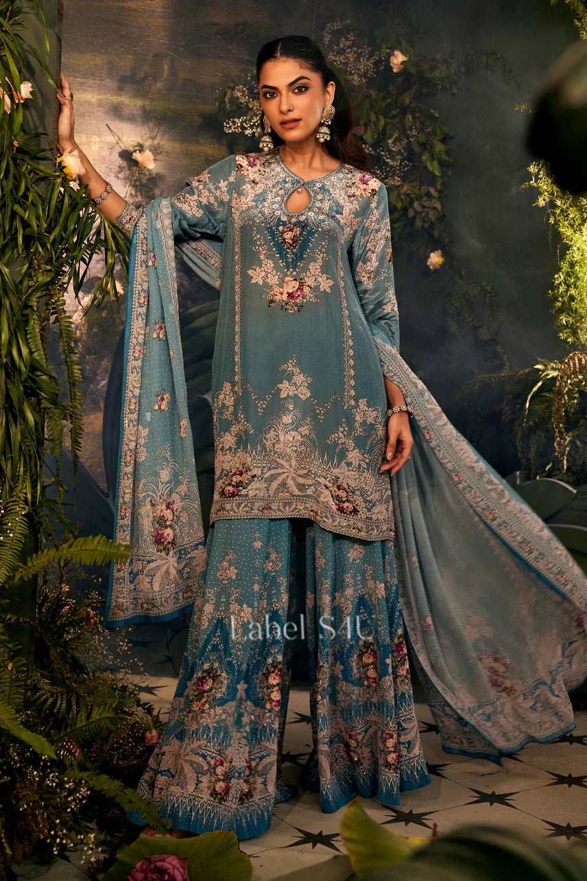 Gorgeous Floral Blue SHIV - Indian Dress House 786