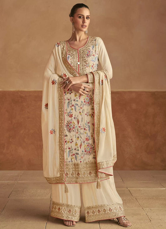 Gorgeous Floral Cream GKLP - Indian Dress House 786