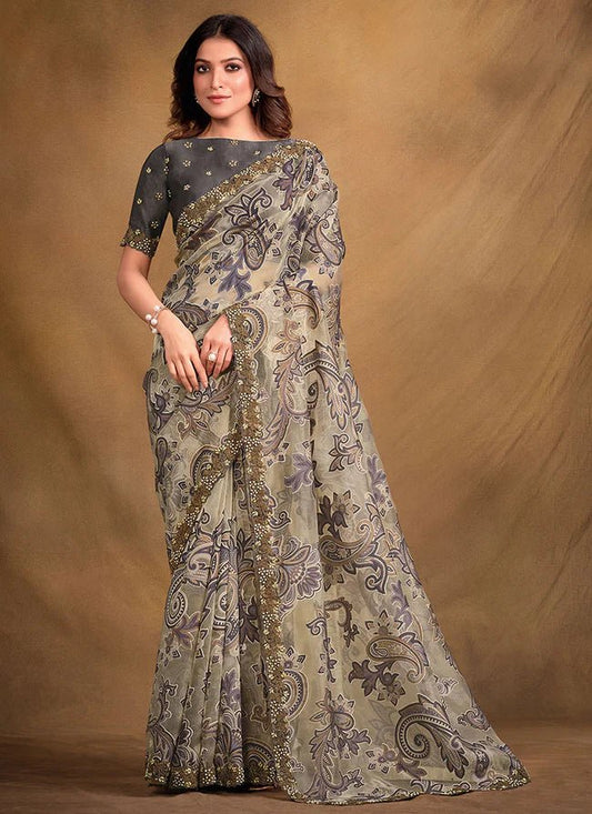 Gorgeous Floral Grey MC MM 43614 SAREE - Indian Dress House 786