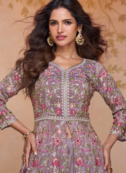 Gorgeous Floral Lavender APJ - Indian Dress House 786