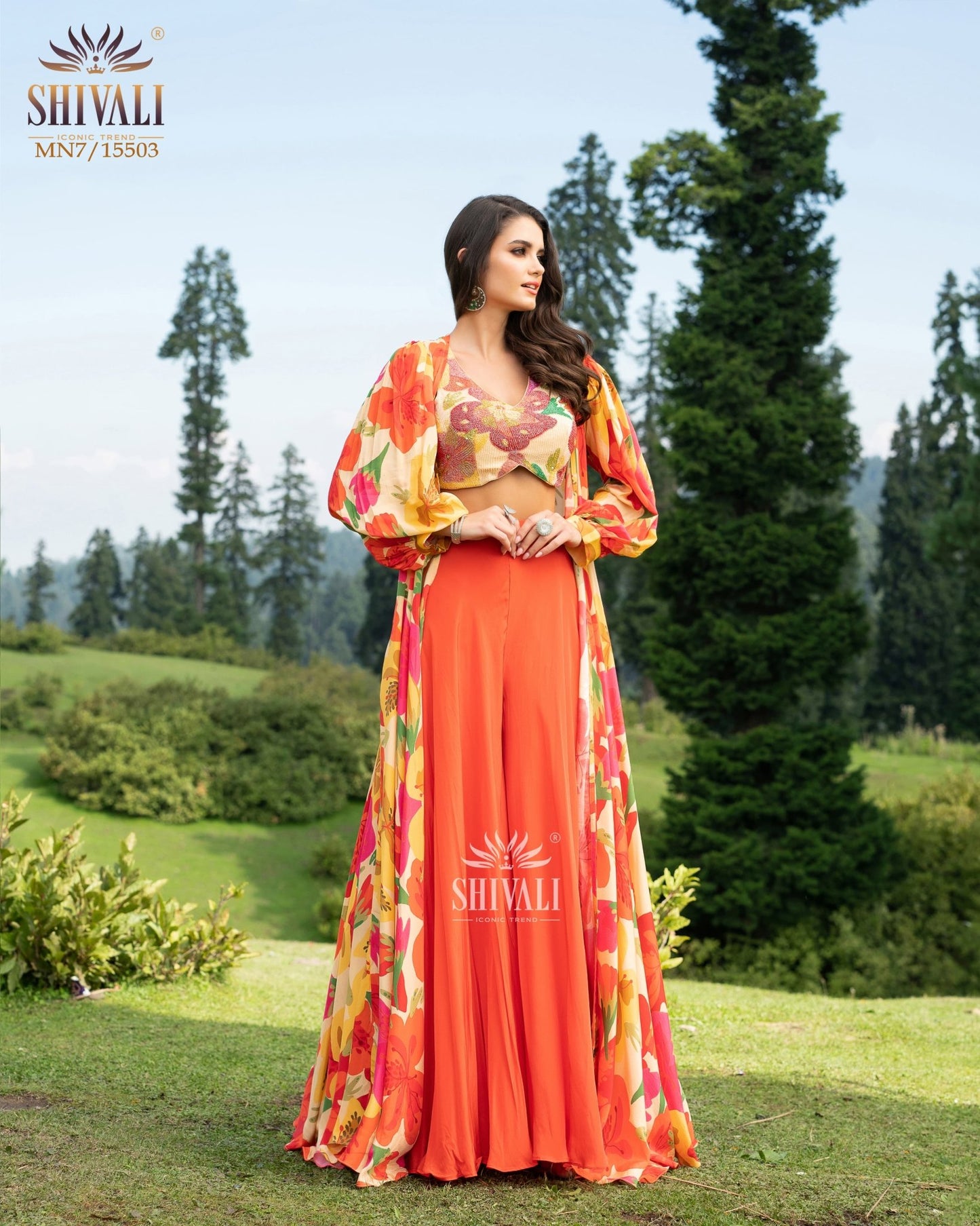 Gorgeous Floral Orange SHIV - Indian Dress House 786