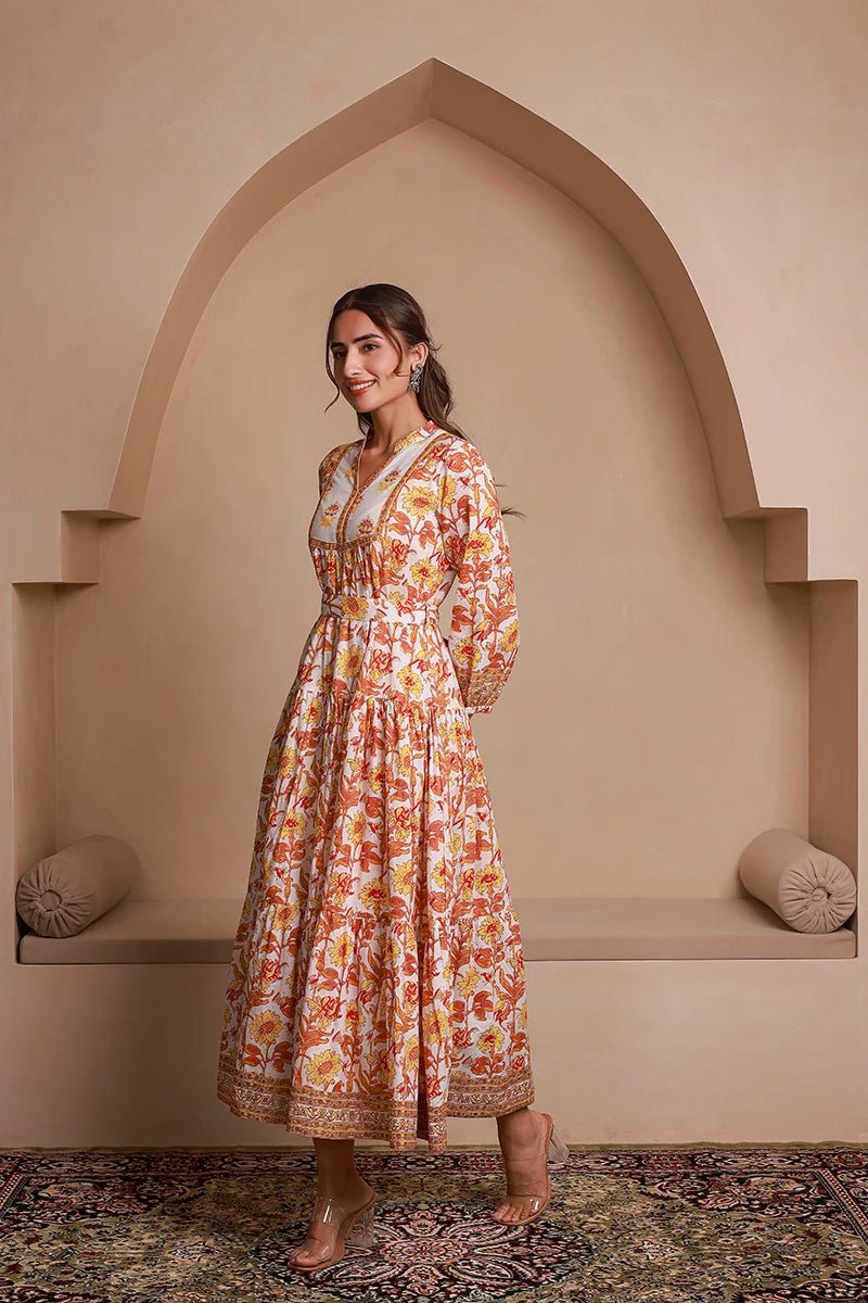 Gorgeous Floral Orange & Yellow GC MSK - Indian Dress House 786