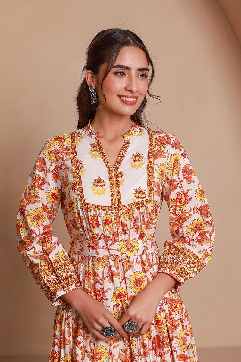 Gorgeous Floral Orange & Yellow GC MSK - Indian Dress House 786