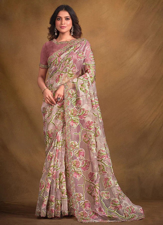 Gorgeous Floral Pink MC MM 43616 SAREE - Indian Dress House 786