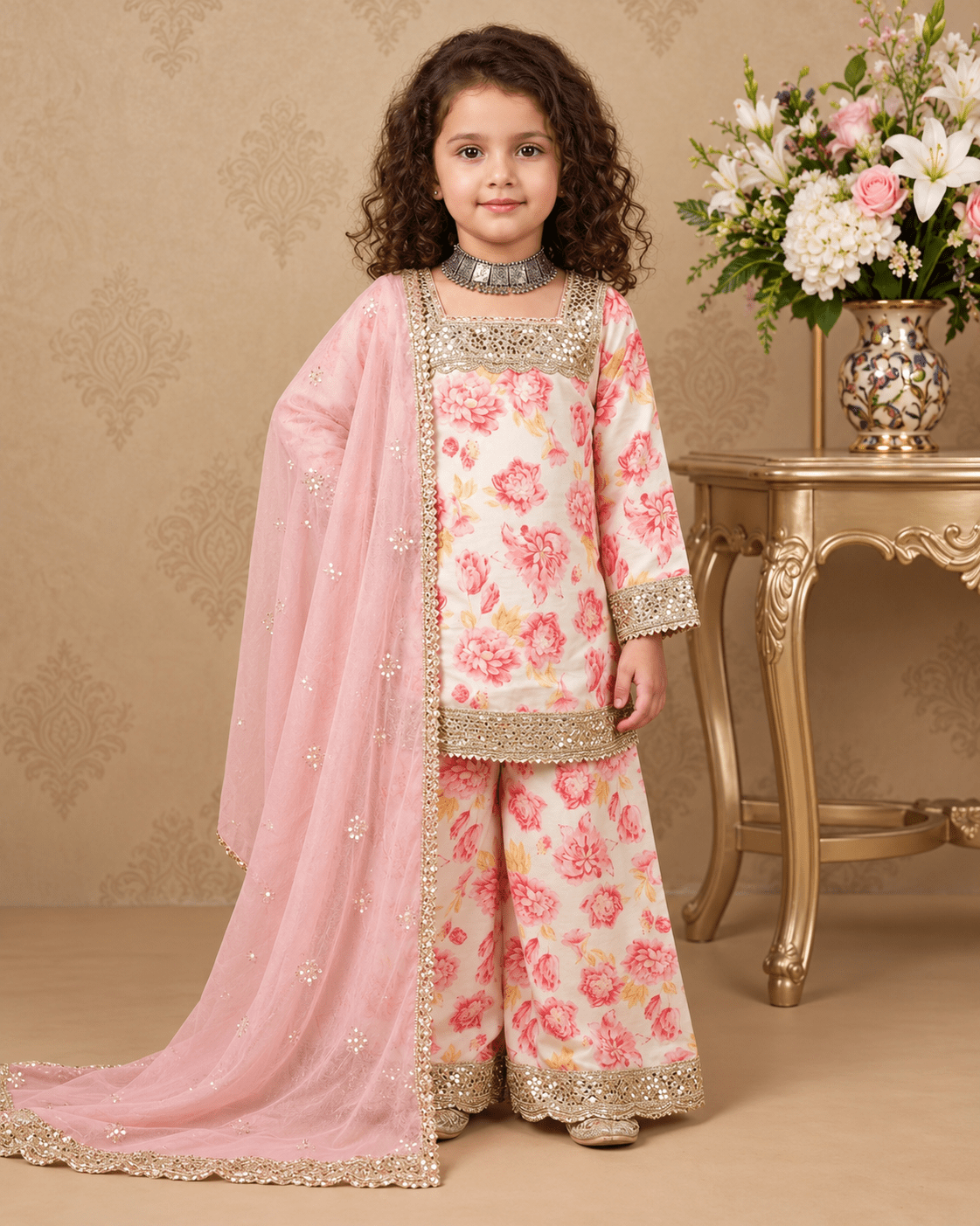 Gorgeous Floral Pink & Off White MV - Indian Dress House 786