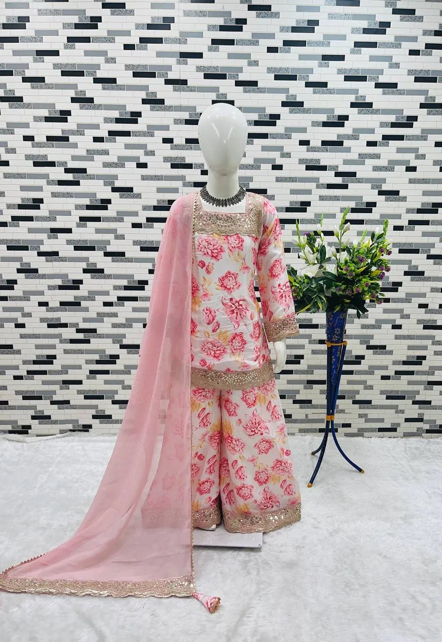 Gorgeous Floral Pink & Off White MV - Indian Dress House 786