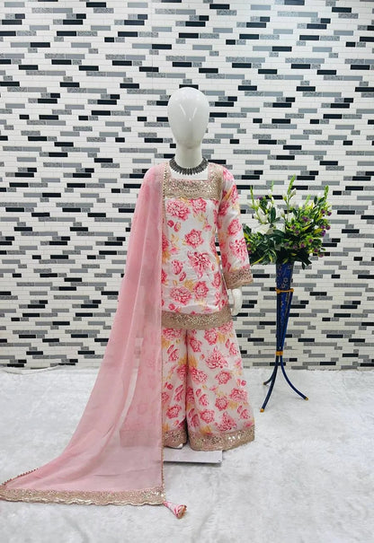 Gorgeous Floral Pink & Off White MV - Indian Dress House 786