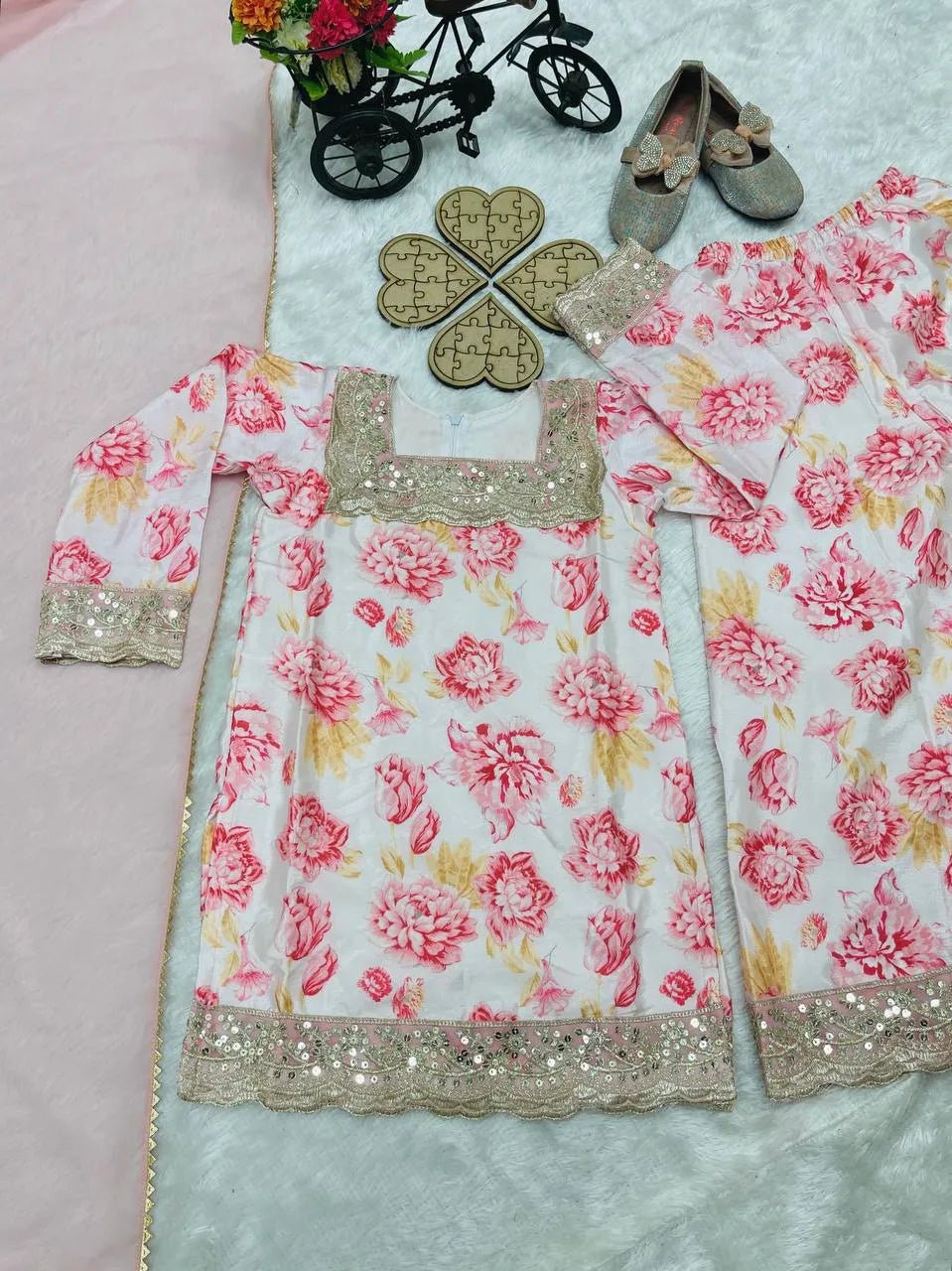 Gorgeous Floral Pink & Off White MV - Indian Dress House 786