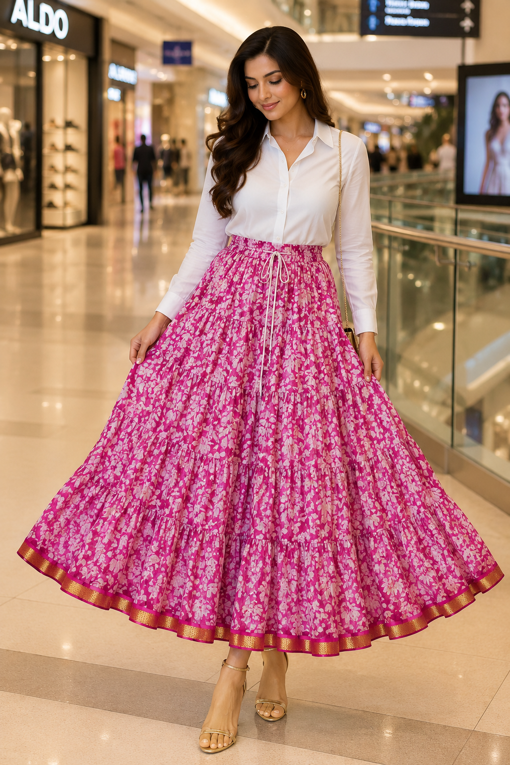 Gorgeous Floral Pink Skirt - Indian Dress House 786