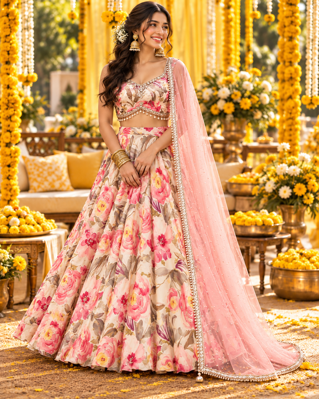 Gorgeous Floral Soft Silk DPL - Indian Dress House 786