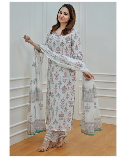 Gorgeous Floral White & Red FVD - Indian Dress House 786