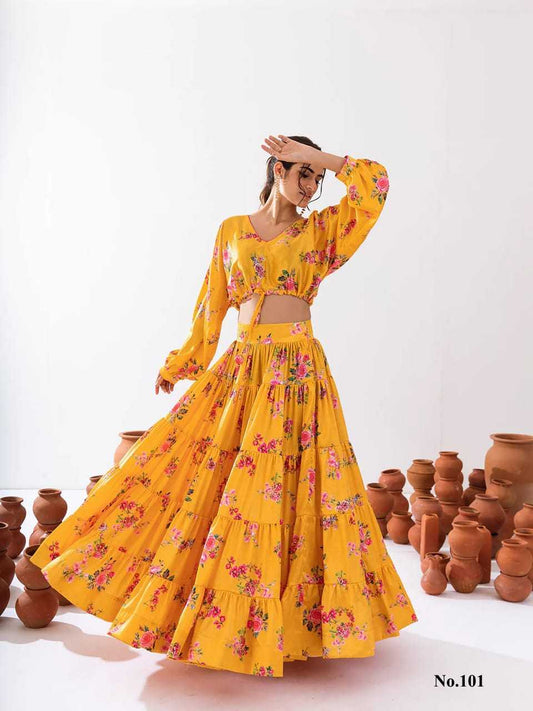 Gorgeous Floral Yellow PRV 101 FVD - Indian Dress House 786