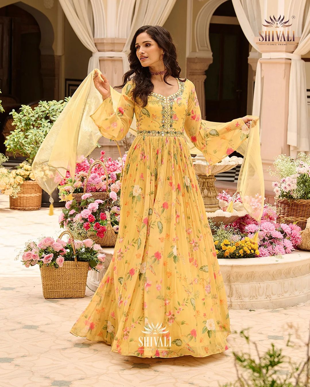 Gorgeous Floral Yellow STY SHIV - Indian Dress House 786