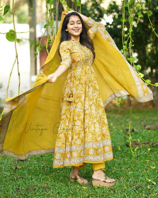 Gorgeous Floral Yellow VC FVD - Indian Dress House 786