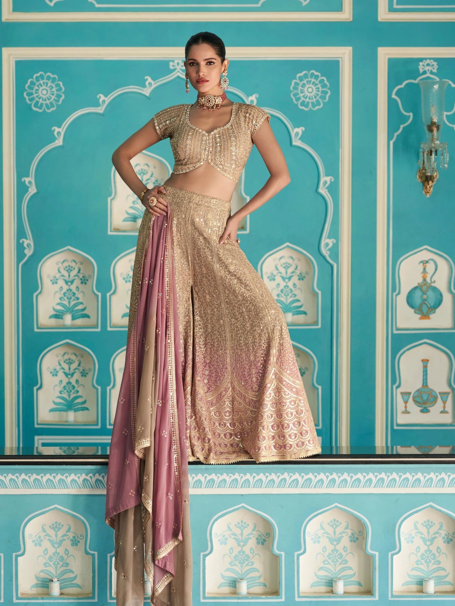 Gorgeous Gold Beige 2 Tone SYLP - Indian Dress House 786