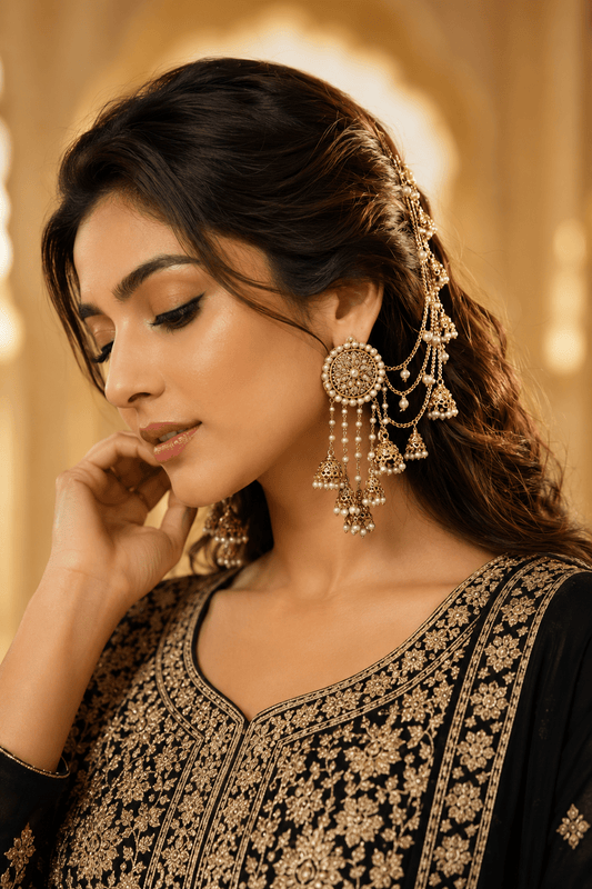 Gorgeous Gold Round & Pearl JWY - Indian Dress House 786