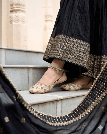 Gorgeous Gold Soft Floral JTS - Indian Dress House 786